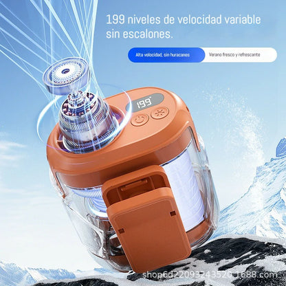 🌀 Ventilador manos libres con pantalla LED, clip integrado y 199 niveles de ajuste