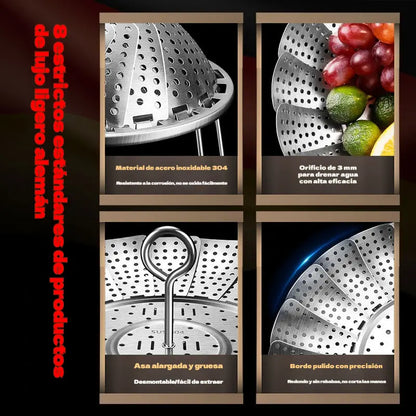 🥳50% de descuento♨️🍲Vaporera extensible de acero inoxidable, material apto para uso alimentario.