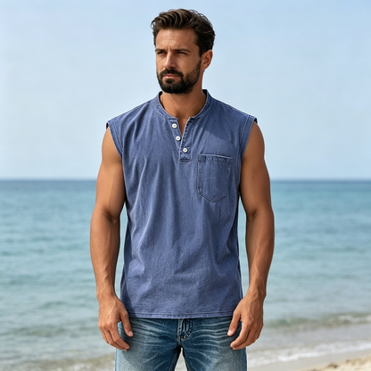 【S-3XL】Chaleco Retro Hombre 100% Algodón | Diseño Minimalista Verano