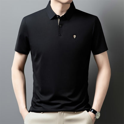 👔【M-4XL】Verano 2026 Nuevo polo casual con solapa de media manga de seda helada