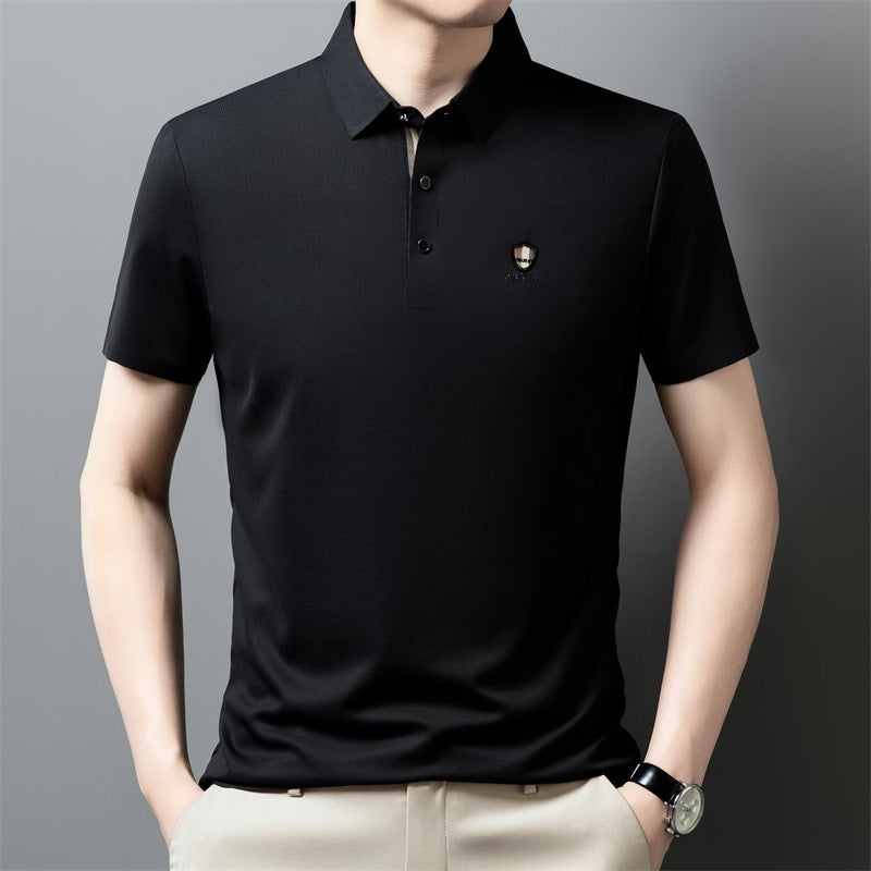 👔【M-4XL】Verano 2026 Nuevo polo casual con solapa de media manga de seda helada