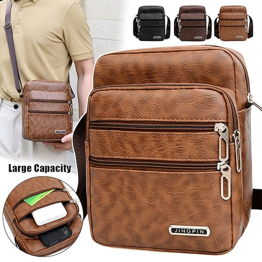Bolso de hombro para hombre, nuevo, de piel auténtica, de alta calidad y gran capacidad.