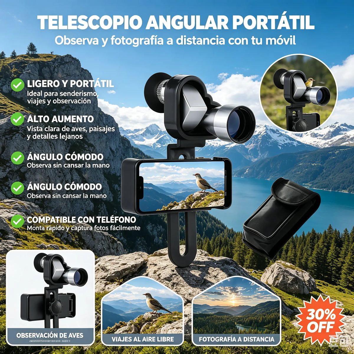 【🔭】Mini telescopio monocular para teléfonos móviles – Compatible con todos los teléfonos móviles