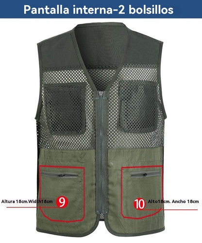 👕📢 Chaleco funcional de alta calidad con múltiples bolsillos para actividades casuales al aire libre 【XL-4XL】