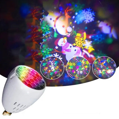 ✨ Bombilla LED de proyección navideña E27 | 16 patrones dinámicos | Crea un ambiente festivo en segundos 🎄