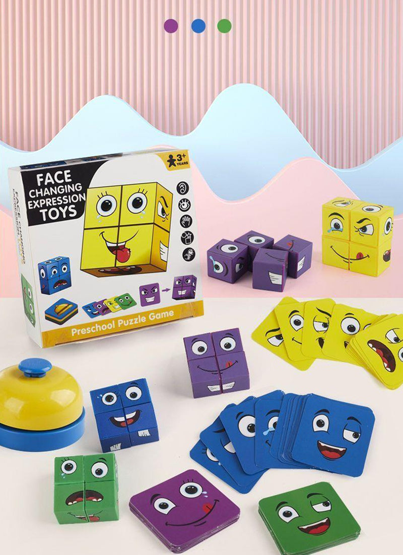 🔥✨2025 Nová stolová interaktívna hra pre viacerých hráčov – Smajlíková kocka pre deti【16 blokov + 64 kariet + 1 zvonček】👩‍🦰🤴👸👨‍🦰