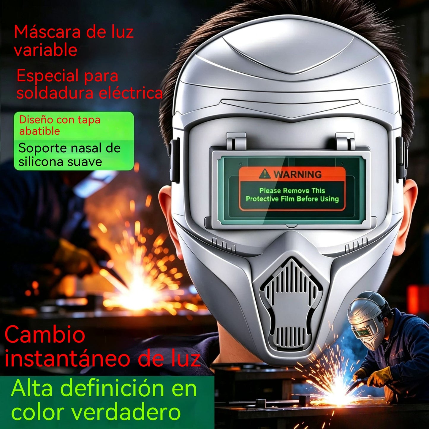 Casco de soldadura totalmente automático con luz variable