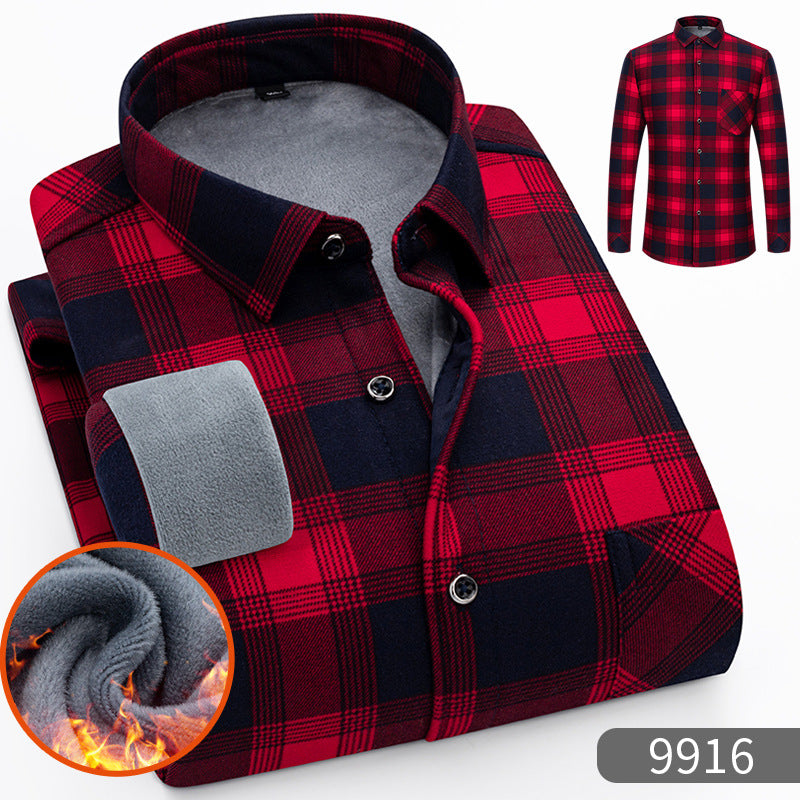 🔥【VENTA CALIENTE】🔥👔【L-5XL】 Camisa de negocios de manga larga cálida para otoño e invierno