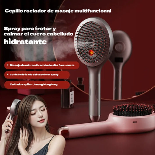 💆‍♀️ Peine de masaje con spray para cuero cabelludo, cepillo de vibración para peinado y cuidado del cabello en casa