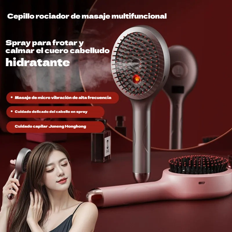 💆‍♀️ Peine de masaje con spray para cuero cabelludo, cepillo de vibración para peinado y cuidado del cabello en casa