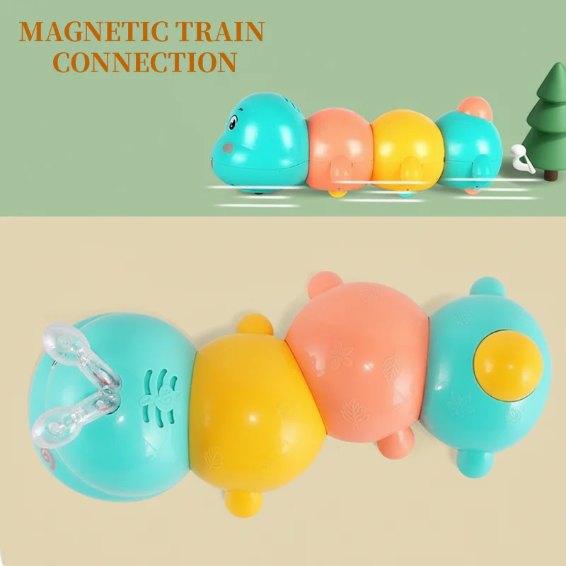 🐛Juguete para bebés con forma de oruga que se mueve y emite luz.