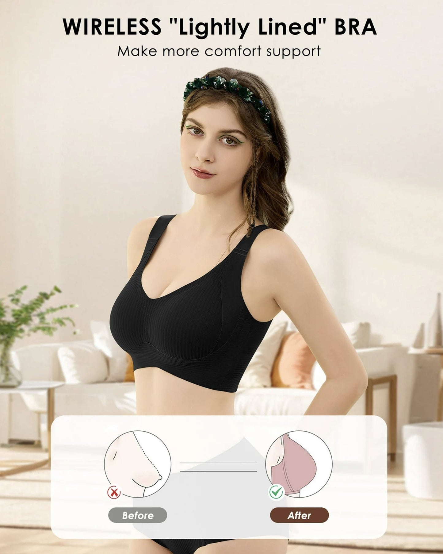 😍【Paquete de 4】Sujetador inalámbrico de una pieza para mujer❤️【40-95 kg】
