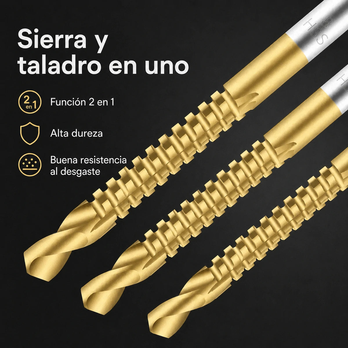 【Juego de 6 piezas】⚙️ Juego de brocas helicoidales: fabricadas en acero rápido, con recubrimiento de titanio y aptas para diversos materiales 🧰