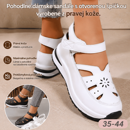 😍【35-44】2026 nové módne dámske duté klinové sandále, pravá koža a pohodlné