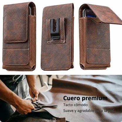 ⚡ Gran descuento | Funda de cuero para móvil con clip para cinturón, cierre magnético y ranura para tarjetas