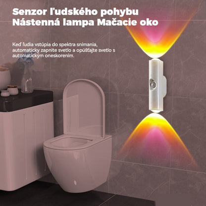 💥【Kúpte 1 a získajte 1 zadarmo】Dvojitá nabíjateľná nástenná lampa v tvare mačacieho oka do vchodu s inteligentným nočným svetlom snímajúcim ľudské telo