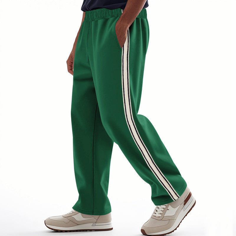 【S-3XL】Pantalón Deporte Hombre Verano 🏃‍♂️ Recto y Holgado, Diseño con Franjas, Estilo Casual