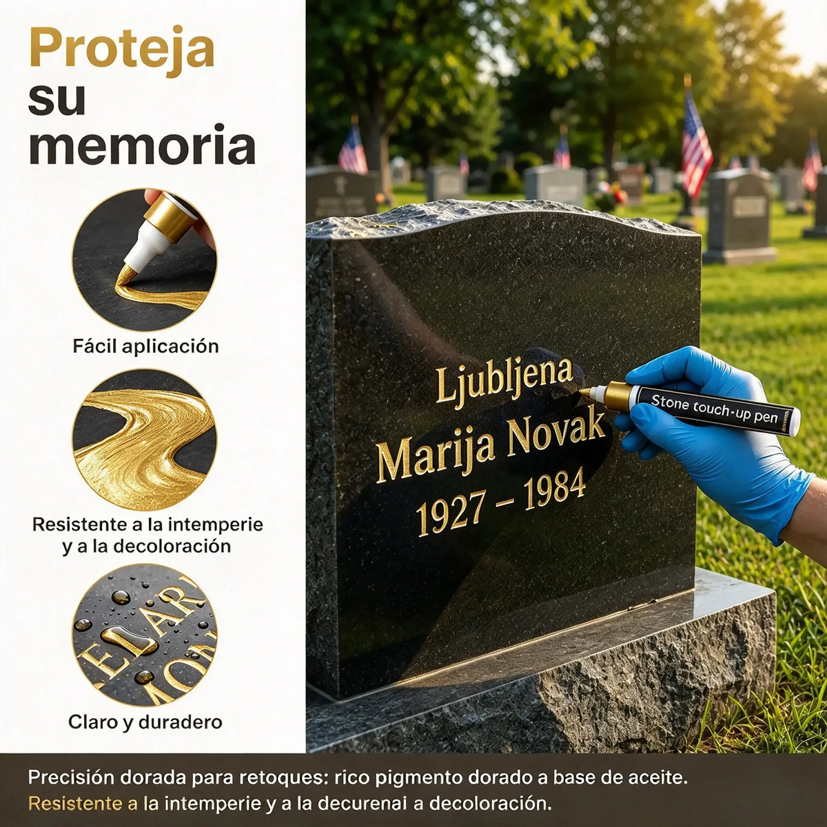 【Compra uno y llévate otro gratis】🖍️Bolígrafo resistente al agua y a la decoloración para reparar y redibujar inscripciones en losas de piedra.