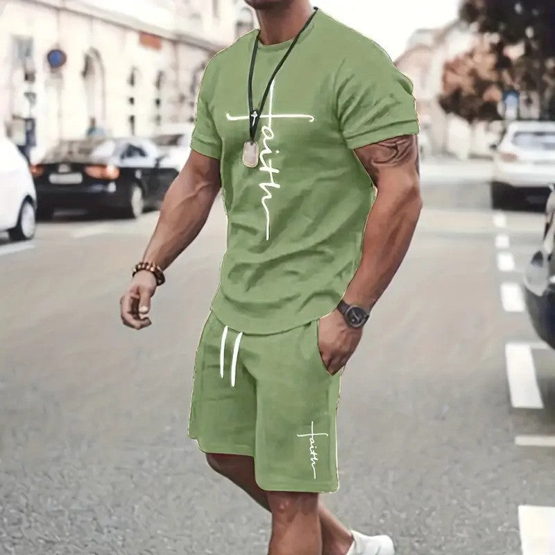 ✅【Pago contra entrega】El nuevo conjunto deportivo para hombre consta de una camiseta de manga corta y pantalones cortos.