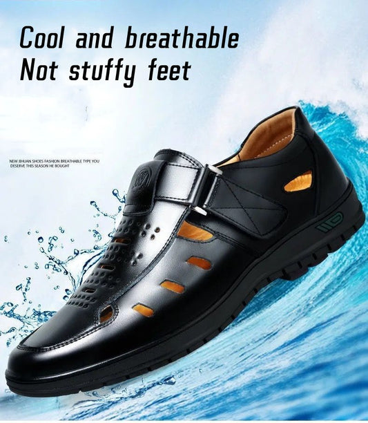 👞🧊 Pánske letné kožené sandále, kožené topánky Baotou, mäkké, priedušné 3710114