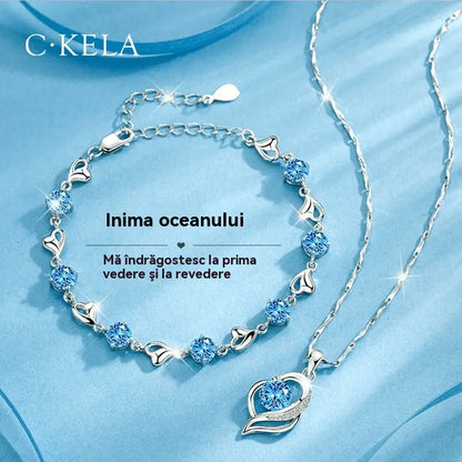 ✨✨【Kupi 1, dobiješ 1 besplatno!】💎 Set narukvice i ogrlice Srce oceana od srebra 925