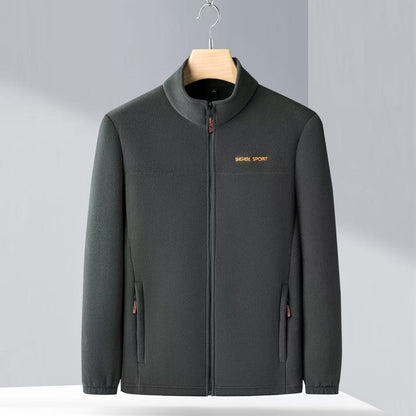 🧥🍂🔥 Chaqueta de forro polar para hombre (otoño e invierno) con cuello alto, para hombres jóvenes y de mediana edad.