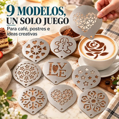 ☕ Molde de acero inoxidable para arte latte de café