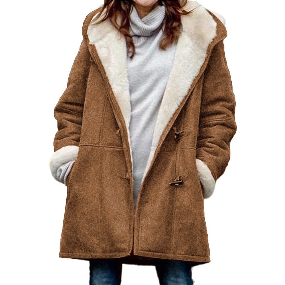 🐏 Descuento de temporada 🔥【S-5XL】Abrigo de invierno para mujer con forro polar y cuello de pelo
