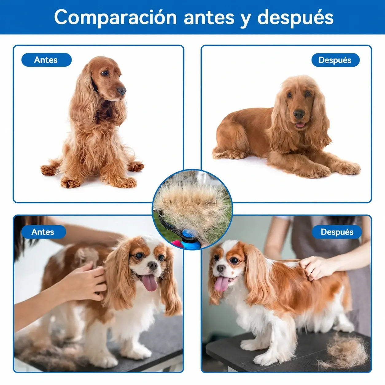 【Compra 1 y llévate 1 gratis】🐾 Rastrillo deslanador y desenredante para perros y gatos – elimina pelo muerto y nudos con suavidad