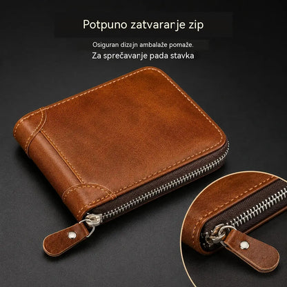 ✨🎁Retro muški novčanik od umjetne kože s patentnim zatvaračem, držačem za kartice/sklopivim novčanikom za kovanice.