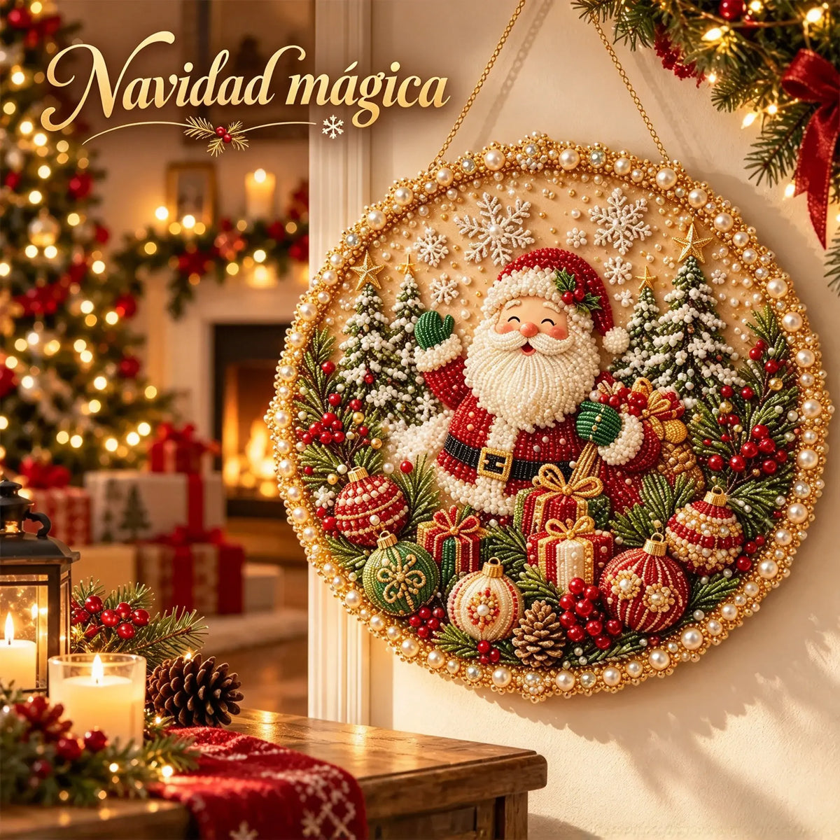 ✨ Kit de corona decorativa para hacer tú mismo, con cuentas y perlas ⚡ · Decoración de pared en 3D · 4 diseños para las distintas estaciones y la Navidad 🌟!
