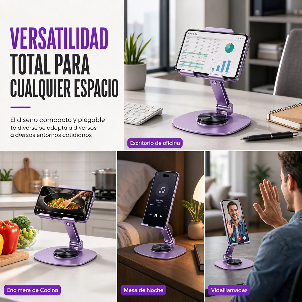 📢📢 50 % de descuento ✨ Soporte premium para teléfono móvil, totalmente metálico – base de escritorio con rotación de 360°