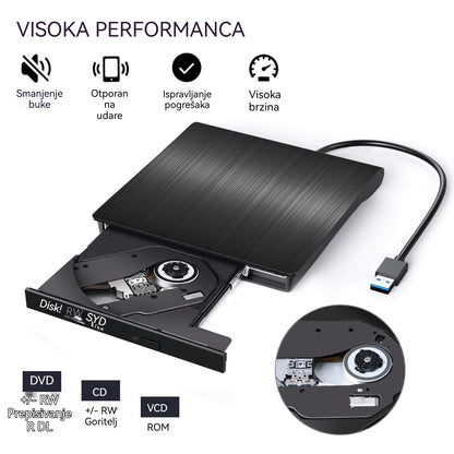 📢📢 50% popusta 💿💻 Vanjski CD/DVD čitač – Plug & Play, prijenosni, kompatibilan s Mac/Windows