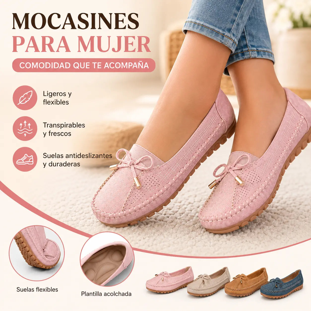 【Tallas 36-43】🔥 Zapatos ortopédicos para mujer, hechos de cuero genuino, ligeros, antideslizantes, transpirables y cómodos.