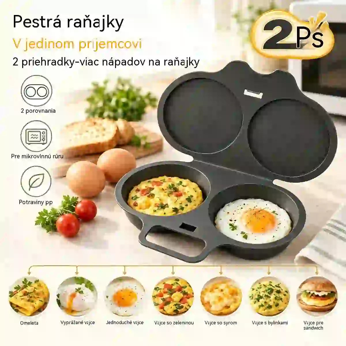🎁2 kusy za 21 €💥Vajíčkový hrniec do mikrovlnky: dvojitý, nepriľnavý a ľahko sa čistí.🏠