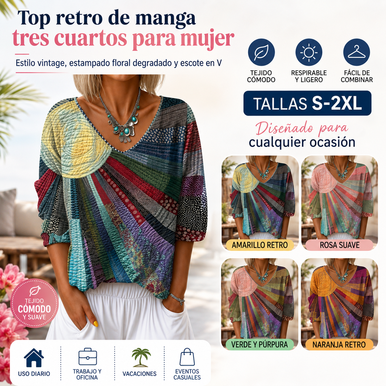 💕Elegante camisa estampada de estilo francés【Oferta por tiempo limitado: -55% de descuento】Tallas S-2XL