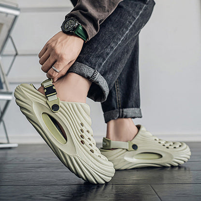 🏖️👟 Pantuflas de verano para hombre, Tallas 36-45. Suela Suave y Transpirable, Tira Trasera Abatible (Doble Uso)
