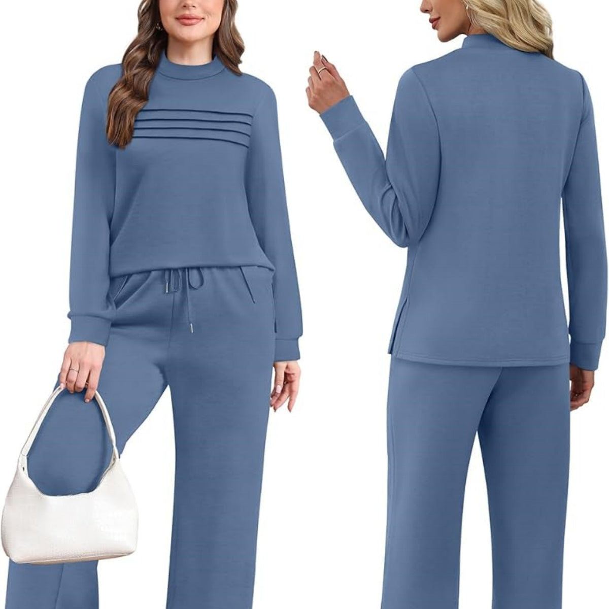 【🥇50% zľava】👗【S-3XL】🔥 Európsko-americký štýl pohodlnej jednofarebnej voľnej dlhoprstej dvojdielnej súpravy, pohodlná, univerzálna a módna.