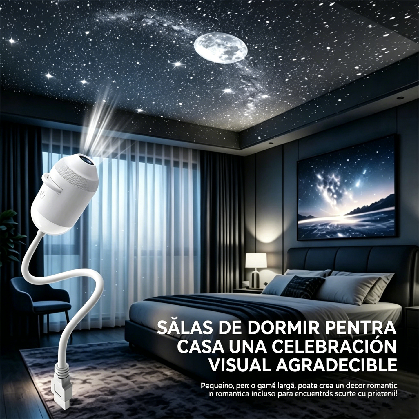Proyector de cielo estrellado LED USB de alta definición + luz nocturna (2 en 1)