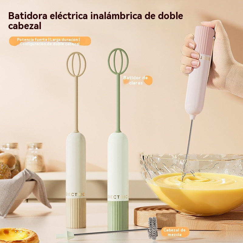 🥚 Mini batidora de mano inalámbrica: bate huevos y espuma leche en segundos