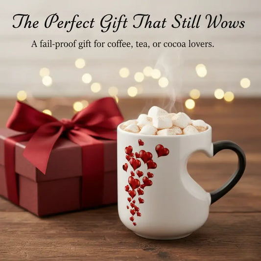 📢📢¡50% de descuento! ⏰Taza de cerámica que cambia de color con asa en forma de corazón para San Valentín 💝✨
