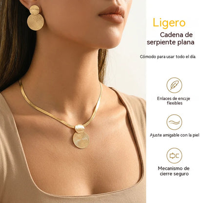 💎 Conjunto de collar y pendientes moderno y elegante ✨ Elegante y clásico, ideal para el día a día y fiestas