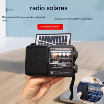 💥🏕️【Autenticidad garantizada】Radio portátil multifuncional con linterna de emergencia, radio AM, disco duro Bluetooth y audio multizona.