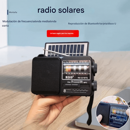 💥🏕️【Autenticidad garantizada】Radio portátil multifuncional con linterna de emergencia, radio AM, disco duro Bluetooth y audio multizona.