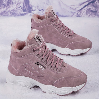 😍【35-41】Zapatos de invierno de algodón de suela gruesa para mujer, engrosados, cómodos y cálidos.