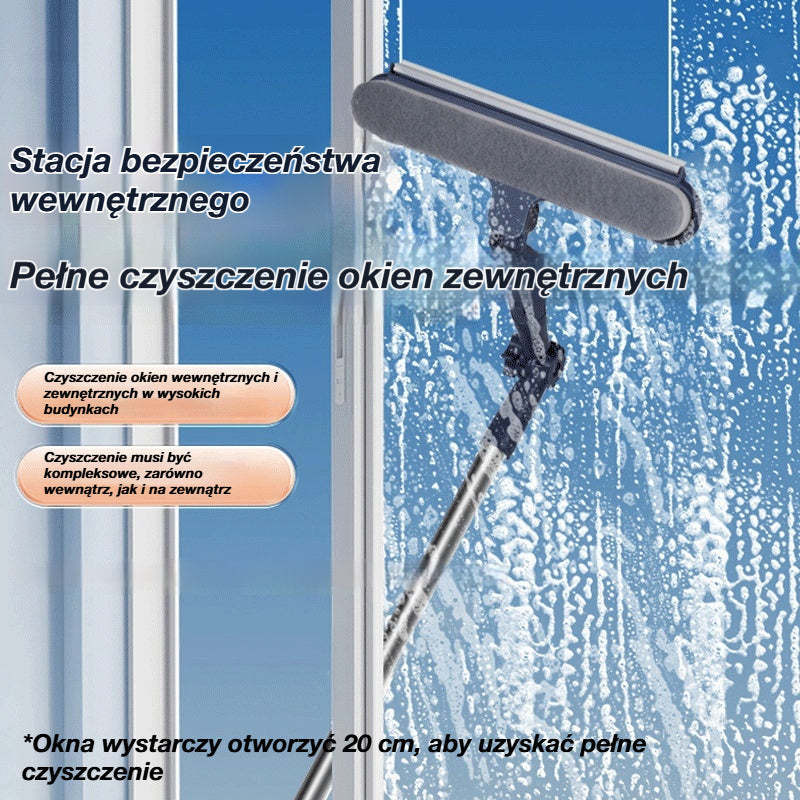 🧼✨ Dwustronna myjka do szyb 2 w 1 z teleskopowym uchwytem – idealna do wysokich budynków