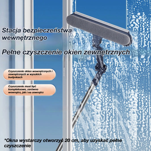 🧼✨ Dwustronna myjka do szyb 2 w 1 z teleskopowym uchwytem – idealna do wysokich budynków