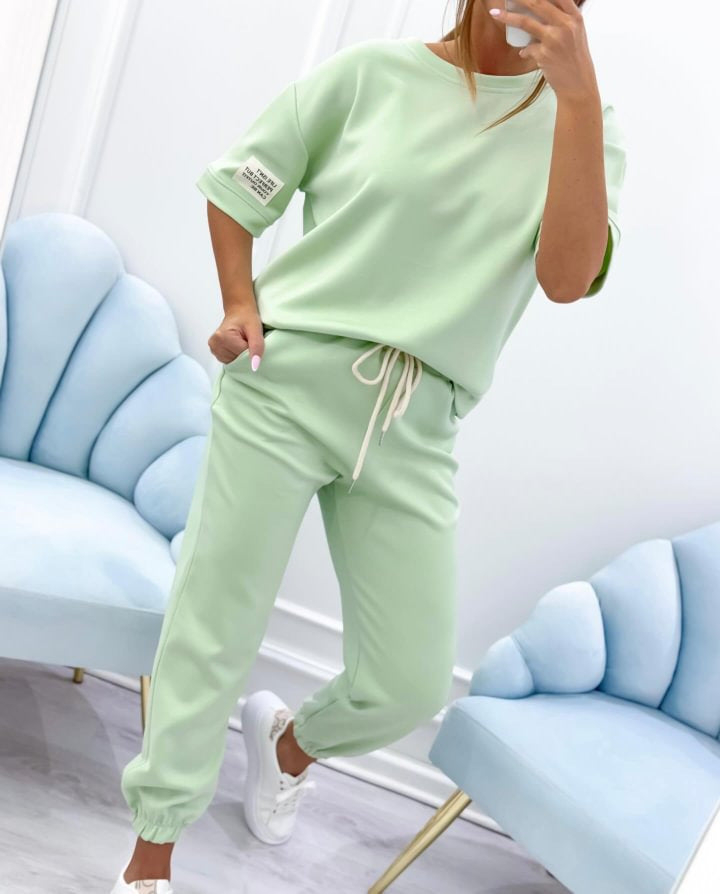 ⏳ ¡Oferta por tiempo limitado! ⏰ Conjunto casual para mujer de top liso y pantalón
