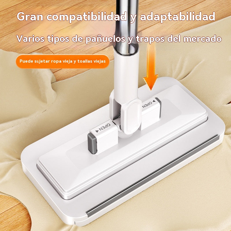 🔥【Set de 4】Trapeador multifuncional con clip de tela, nuevo trapeador doméstico que no requiere lavado