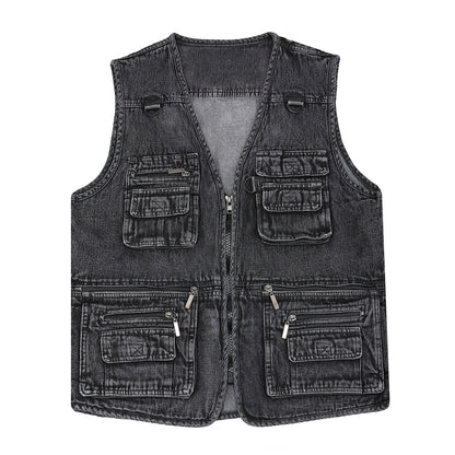 💥👨‍💼-49 OFF%【XL-7XL】2026 Chaleco vaquero multibolsillos para hombr